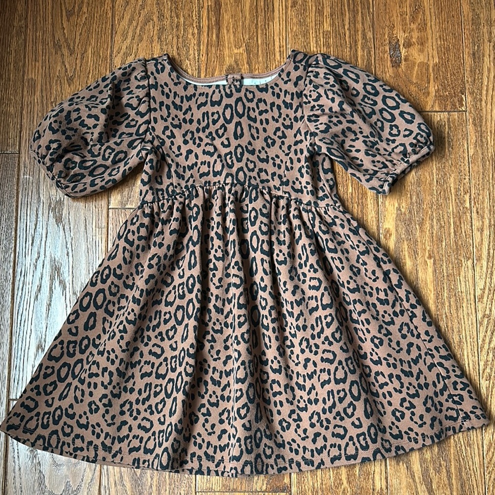 Janie and Jack Puff Sleeve Leopard Print Dress- size 6